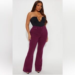 High-Waisted Plum Flare Jeans